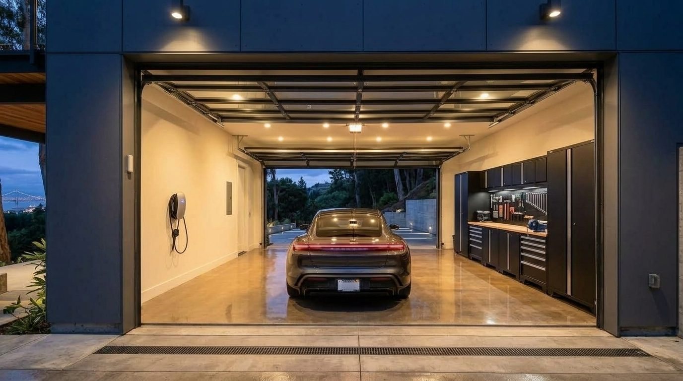 Paula Affordable Garage Door Interior View of Custom Garage Door Overhead and Workshop